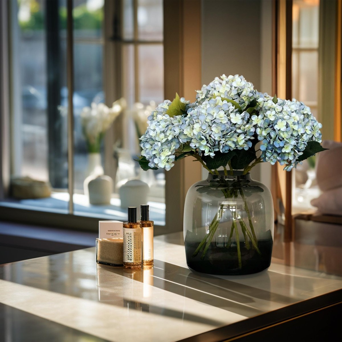 Hydrangea Flower blue x8 | Kunstbloemen 4 - LushLeaf | Online planten bestellen